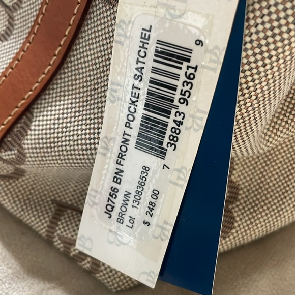 Dooney & Bourke Front Pocket Satchel Signature Canvas Leather trim handles - Picture 4 of 15